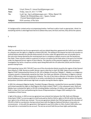 Mail interna JP Morgan su accordo di risoluzione Opl245