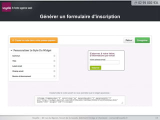 Générer un formulaire d'inscription




Voyelle – 40 rue du Bignon, forum de la rocade, bâtiment Oméga à Chantepie - contact@voyelle.fr   14
 