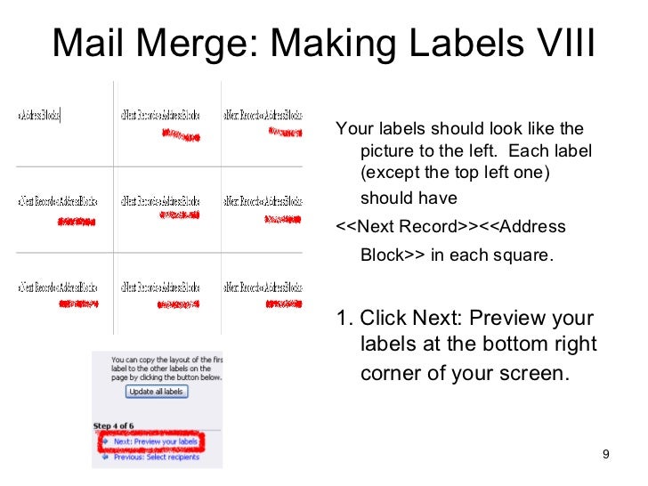 Mailing labels mail merge