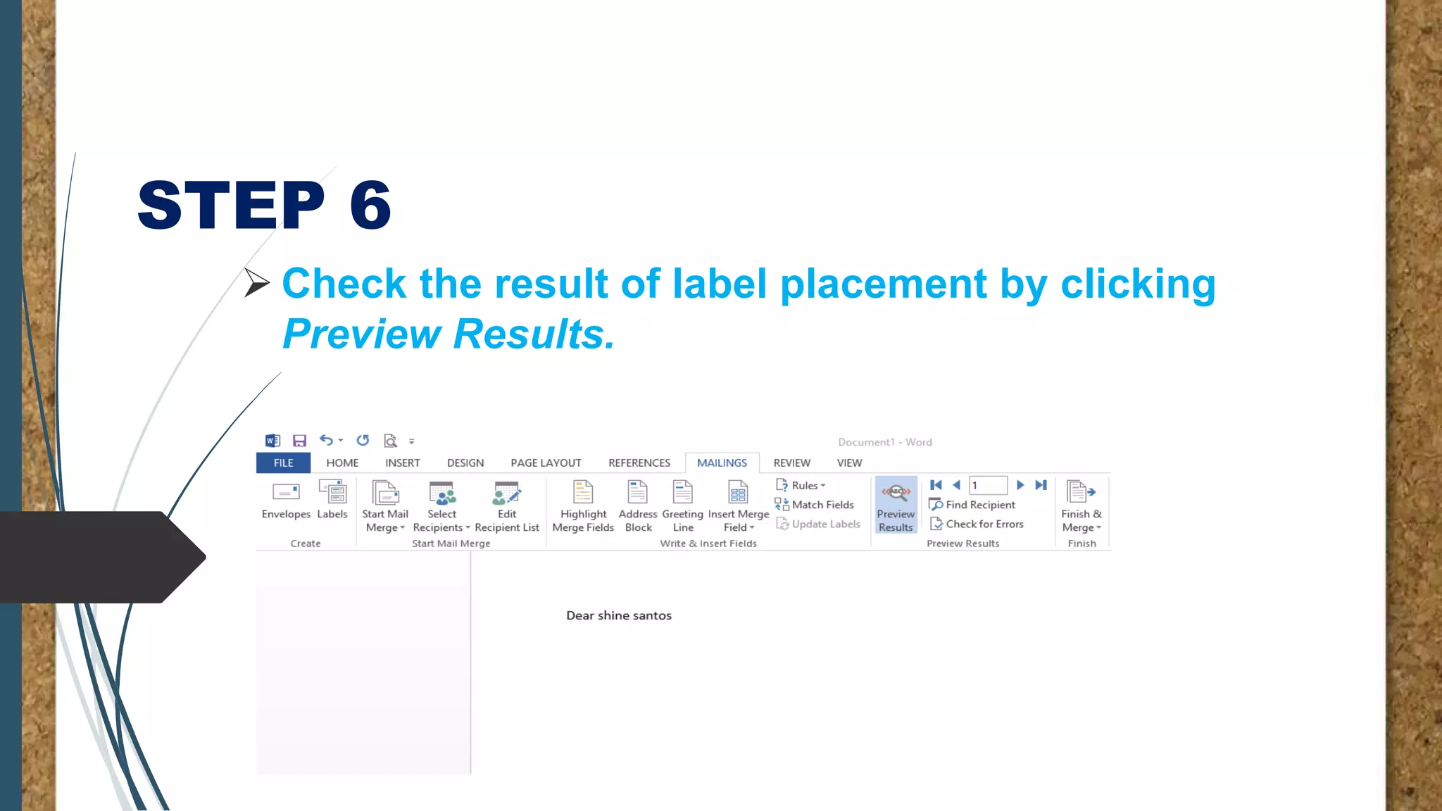 STEP 6
Check the result of label placement by clicking
Preview Results.