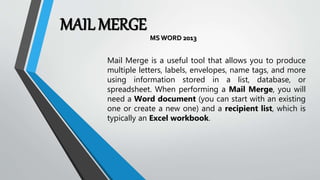 Excel 2013 mail merge labels