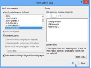 3. Depending on your selection,
a dialog box may appear with
various options. Select the
desired options and click OK.
 