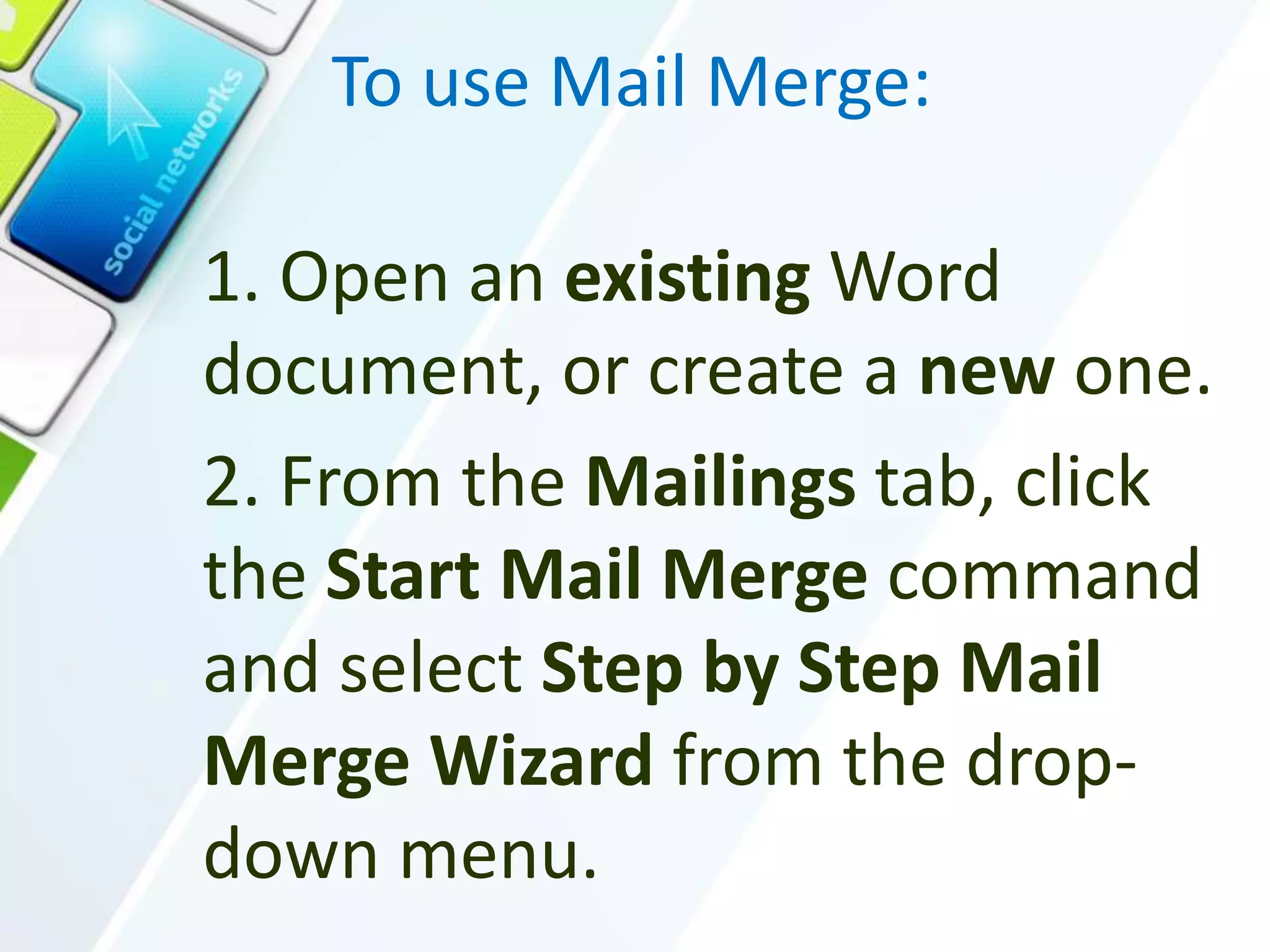 Mail merge | PPTX | Email | Internet