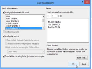 3. Depending on your selection,
a dialog box may appear with
various options. Select the
desired options and click OK.
 