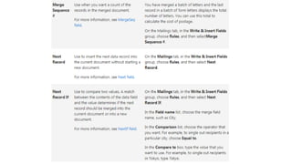 Mail merge, cross referencing | PPT