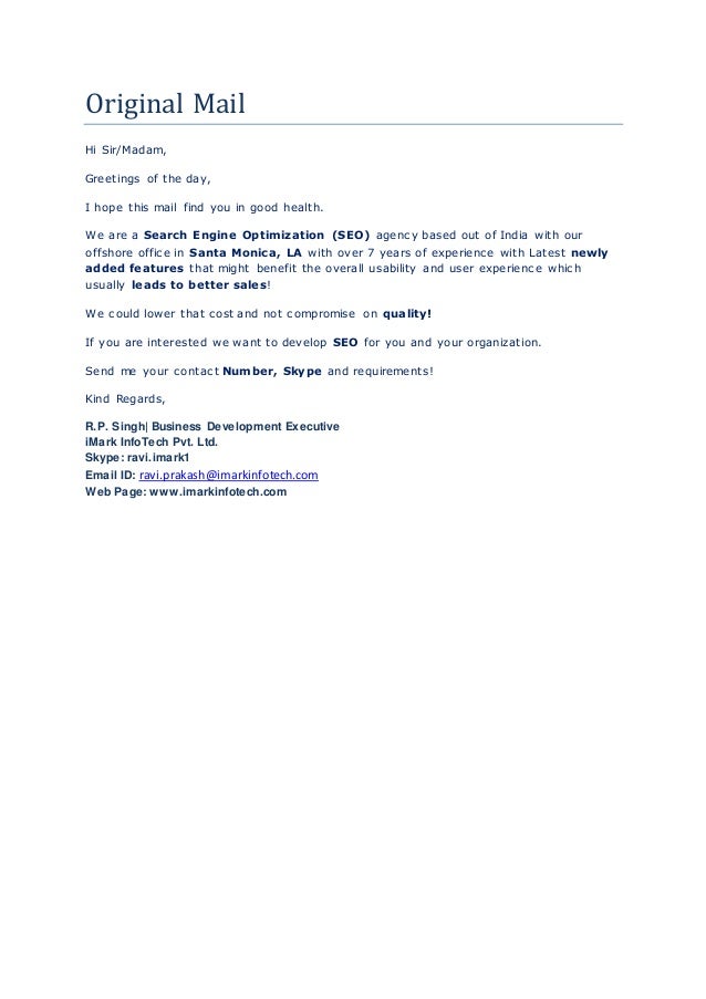 Mail samples for business proposals