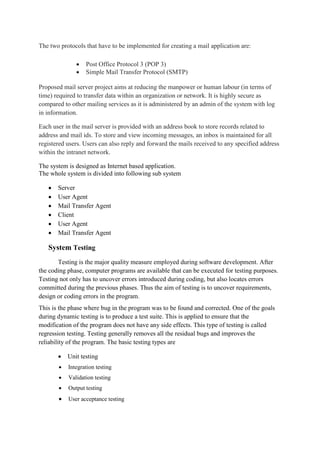 Postal Synopsis Mail server_Synopsis | PDF