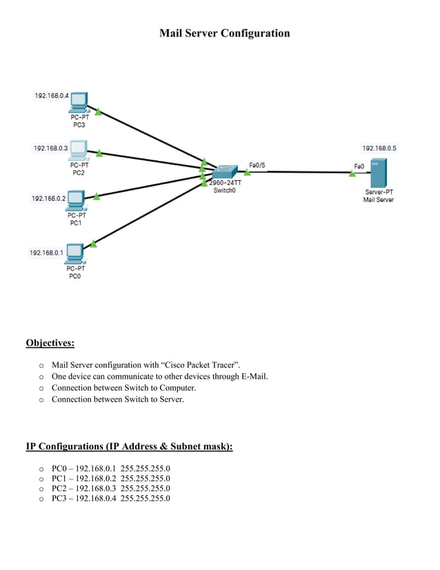 Mail Server Configuration with Cisco Packet Tracer