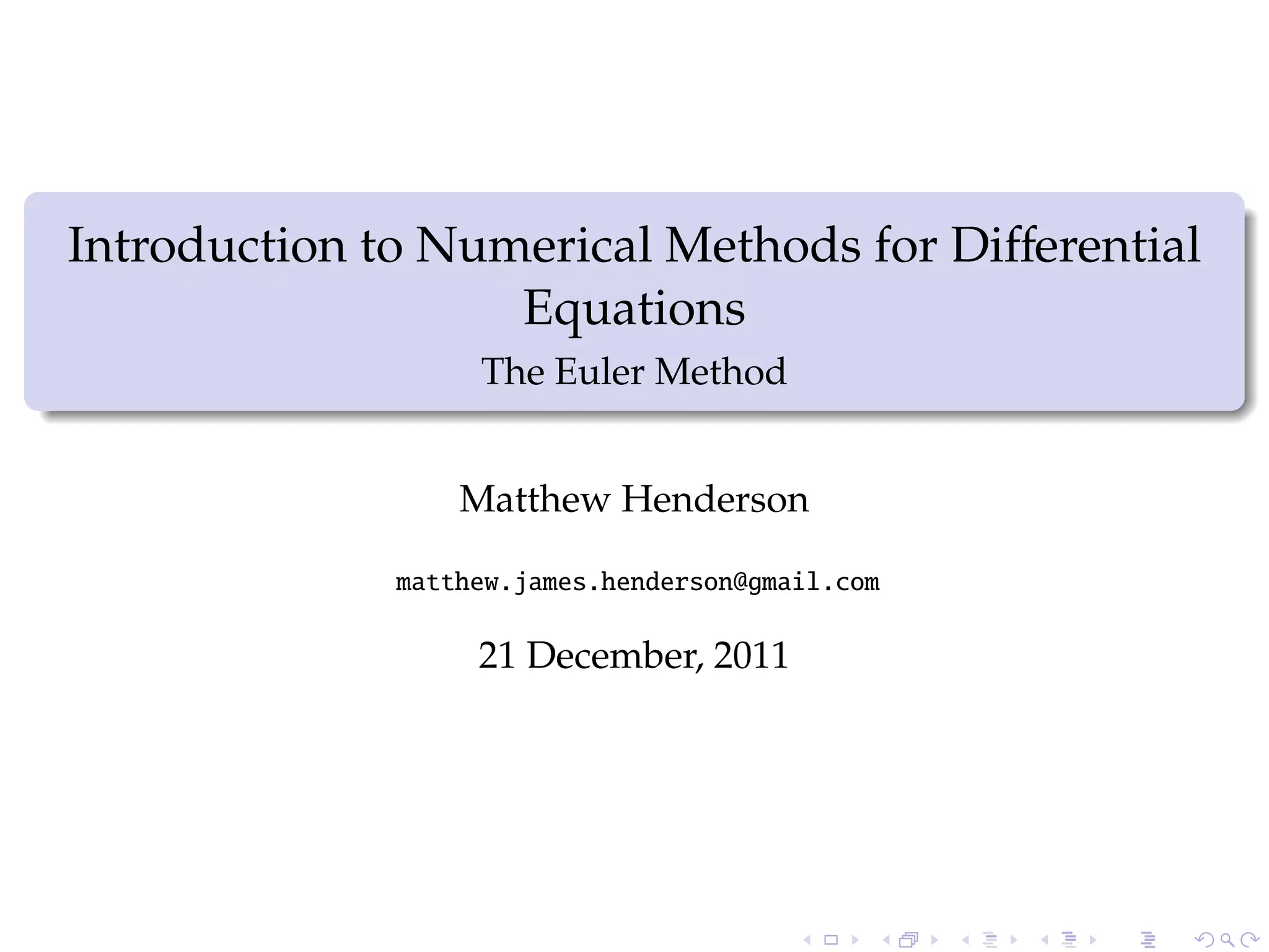 Introduction to numerical methods for differential equations pdf