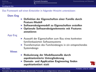 Konzeption eines auf Feature-Modellierung basierenden Frameworks zur modellgetriebenen Softwareentwicklung 