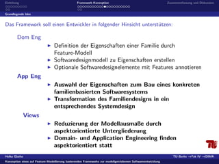 Konzeption eines auf Feature-Modellierung basierenden Frameworks zur modellgetriebenen Softwareentwicklung 