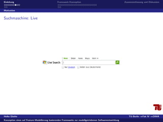 Konzeption eines auf Feature-Modellierung basierenden Frameworks zur modellgetriebenen Softwareentwicklung 