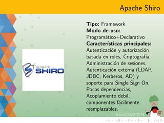 ltros, reglas de 
validacion, tags JSP, rutinas 
seguridad 
 