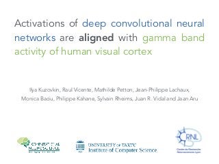 Activations of deep convolutional neural
networks are aligned with gamma band
activity of human visual cortex
Ilya Kuzovki...
