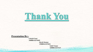 Presentation By:-
Lokesh Gaur
160BBAGEN049
Harsh Kumar
150BBAGEN034
Sahil Tomar
160BBAGEN121
 