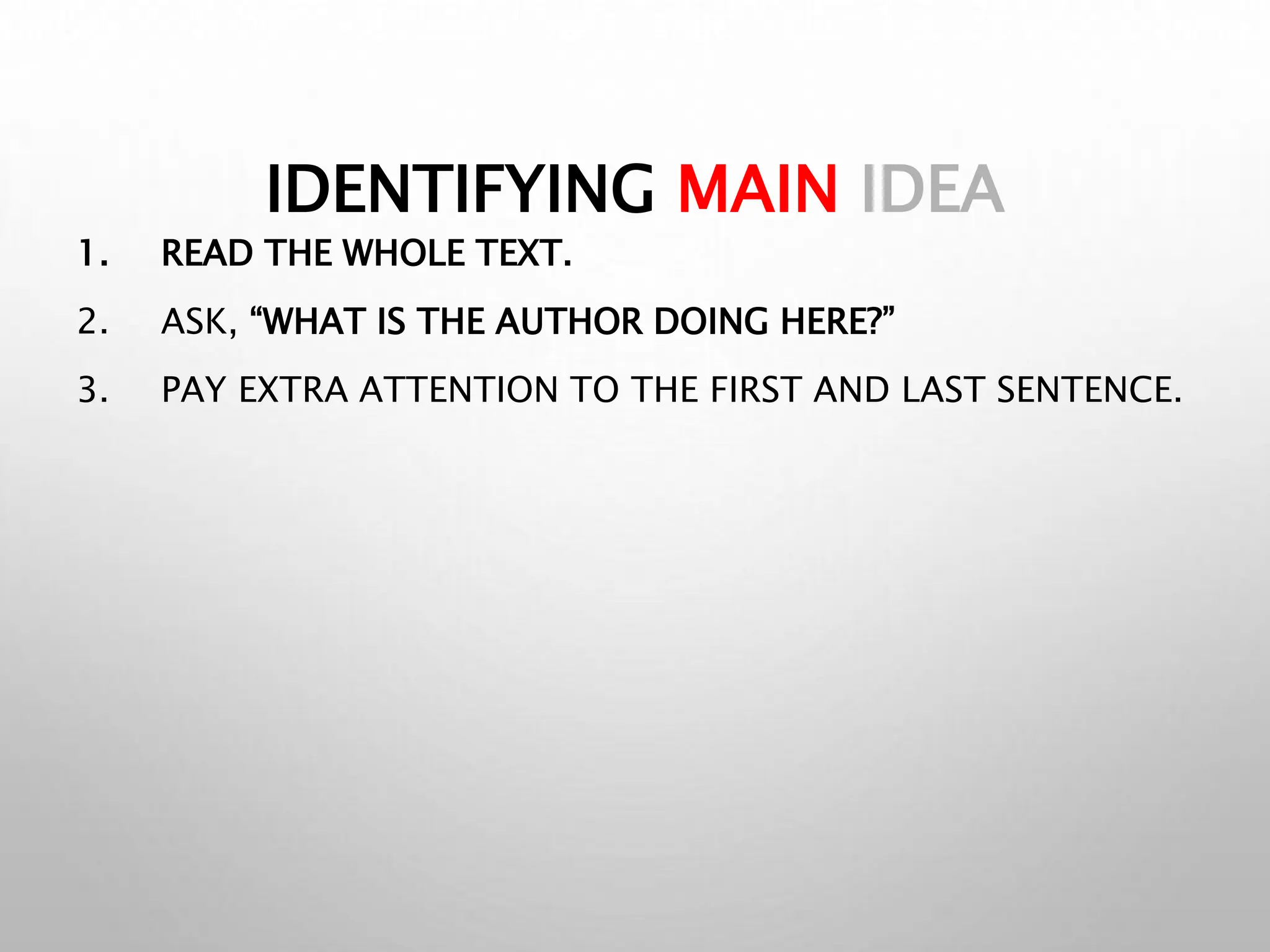 How to identify the main idea of a texts | PPT