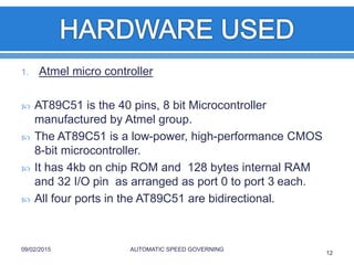 Automatic speed controller in real time vehicles. | PPTX