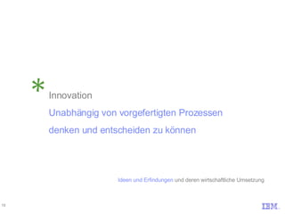 Innovation Unabhängig von vorgefertigten Prozessen denken und entscheiden zu können Ideen und Erfindungen  und deren wirtschaftliche Umsetzung 