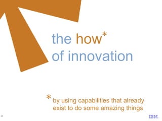 the   how of innovation by using capabilities that already  exist to do some amazing things 