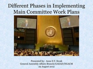 Different Phases in Implementing
Main Committee Work Plans
Presented by: Anne S.Y. Kwak
General Assembly Affairs Branch/GAEAD/DGACM
29 August 2012
 