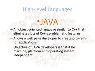 Presentation on Programming Languages. | PPT | Web Design and HTML ...