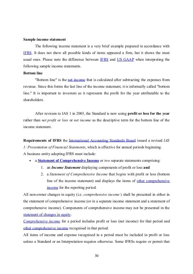 interim profit and loss statement