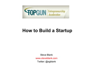 How to Build a Startup




        Steve Blank
     www.steveblank.com
      Twitter: @sgblank
 
