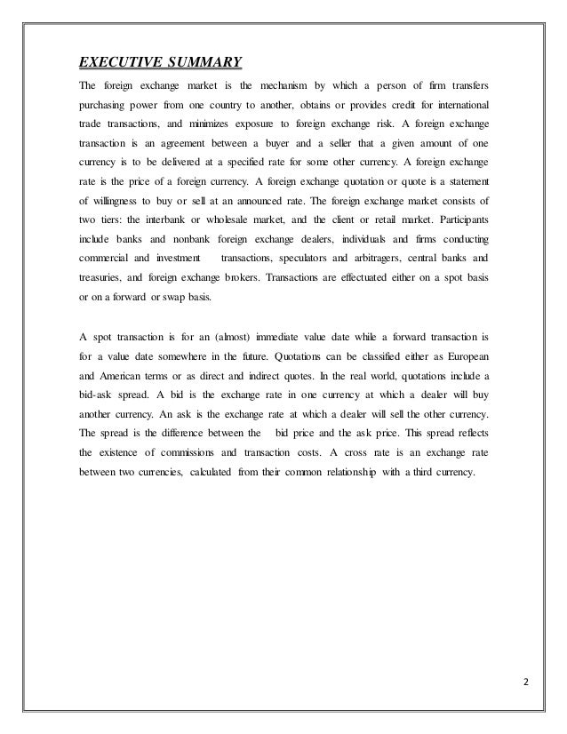 Overview of foreign exchange market