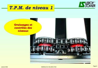 T.P.M. de niveau 1 Graissages et contrôles des niveaux 