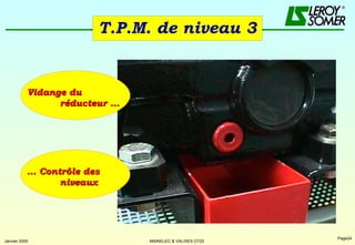 T.P.M. de niveau 3 Vidange du  réducteur ... …  Contrôle des niveaux 