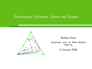 Evolutionary Dynamics, Games and Graphs
Barbara Ikica
Supervisor: prof. dr. Milan Hladnik
FMF UL
5 January 2016
 