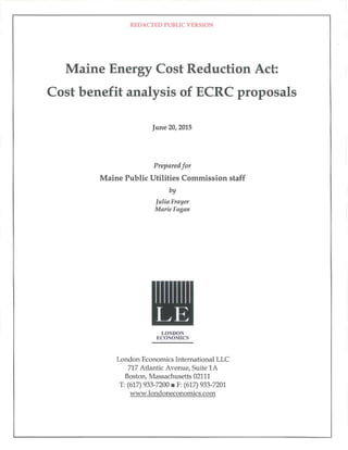 Report: Maine Energy Cost Reduction Act: Cost benefit analysis of ECRC proposals