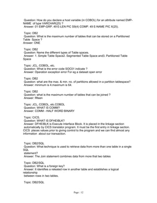 Mainframe interview | DOC