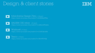 Design & client stories
Mainframe Design Film (~15min):
https://www.youtube.com/watch?v=ErZRSQoTFXw
Walmart (~3 min):
https://www.youtube.com/watch?v=3C4PJ2bJbRk
Tesco (~3 min):
https://www.youtube.com/watch?v=DKv9P37NIjI
RADIXX CEO story (~8 min):
https://www.youtube.com/watch?v=ylBy6aNTqhQ
 