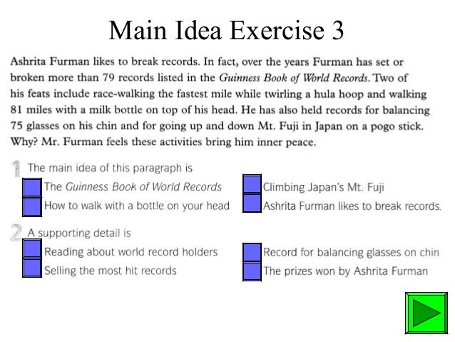 Main Idea Exercise