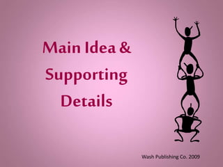 Main Idea &
Supporting
Details
Wash Publishing Co. 2009
 