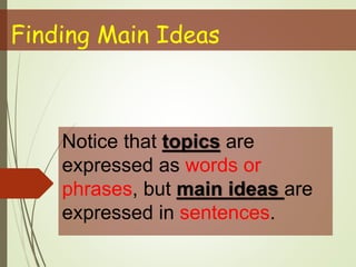 Main Idea s & Supporting Details PPT.pptx
