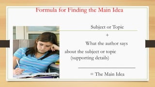 Main Idea/Topic sentences in a paragraph | PPTX