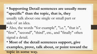 Main Idea/Topic sentences in a paragraph | PPTX
