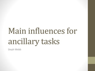 Main influences for 
ancillary tasks 
StephWebb 
 