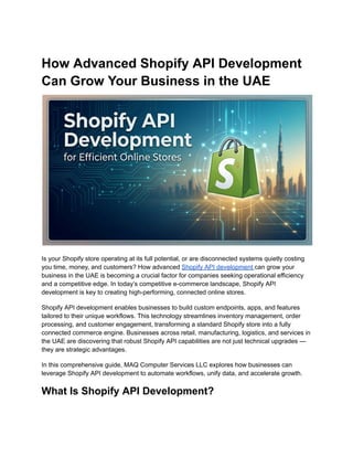 How Advanced Shopify API Development Can Accelerate Business Growth in ...
