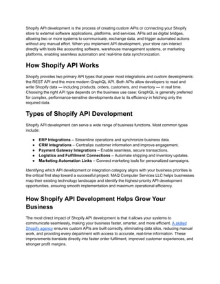 How Advanced Shopify API Development Can Accelerate Business Growth in ...