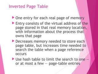 Page In Memory Main memory os - prashant odhavani- 160920107003 | PPT
