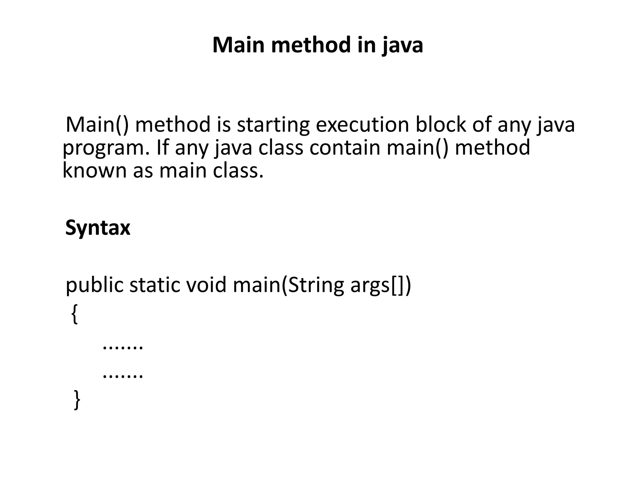 Main method in java | PPT