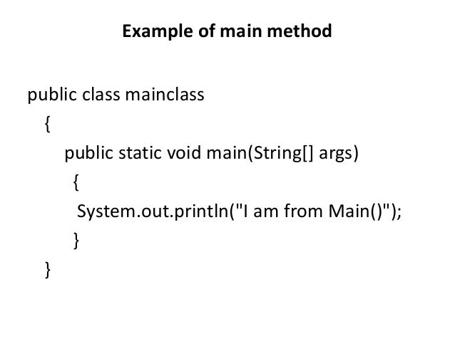 Main method in java