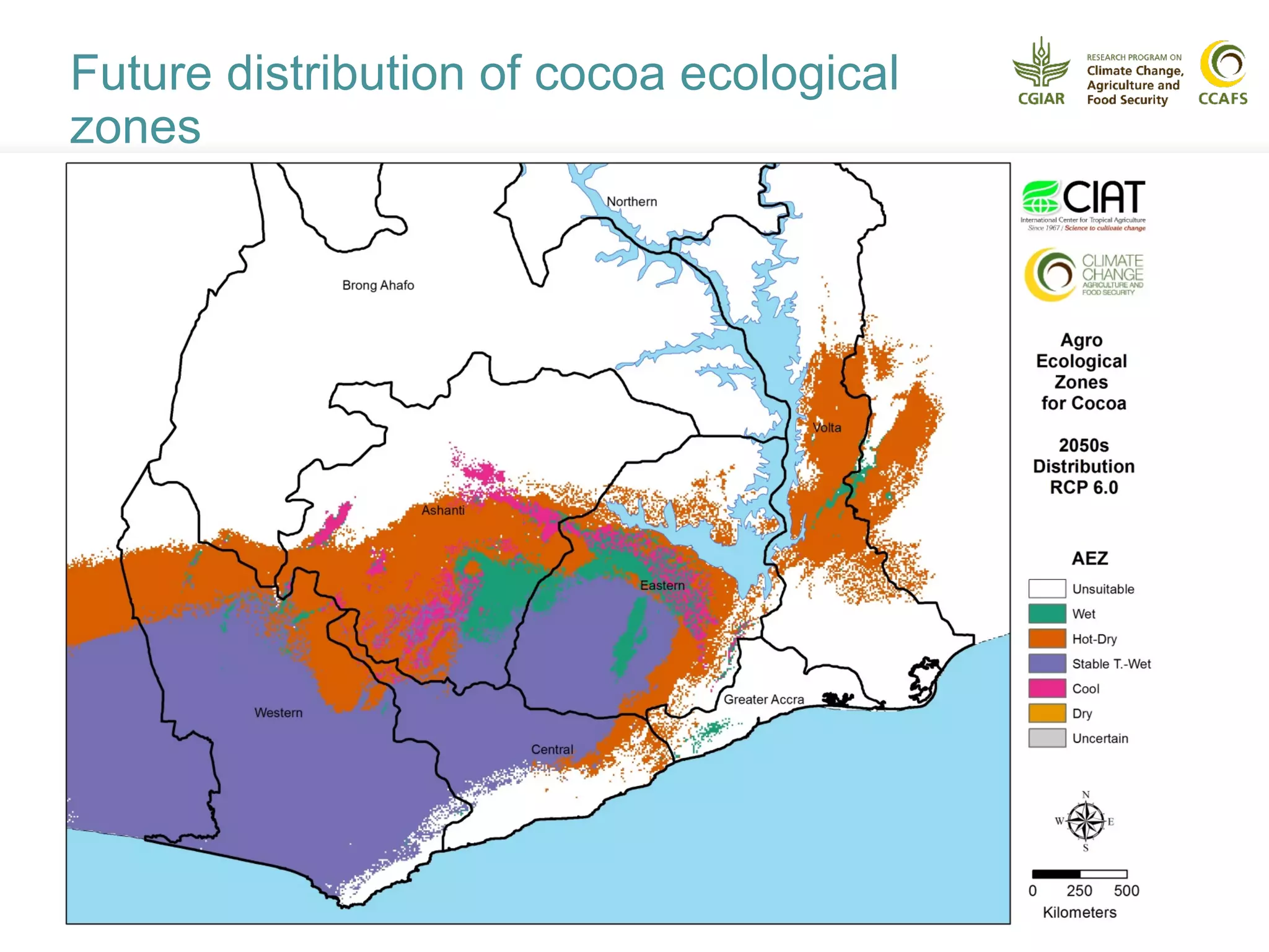 Future distribution of cocoa ecological
zones
 