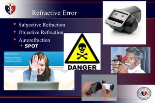 Refractive Error
• Subjective Refraction
• Objective Refraction
• Autorefraction
• SPOT
 