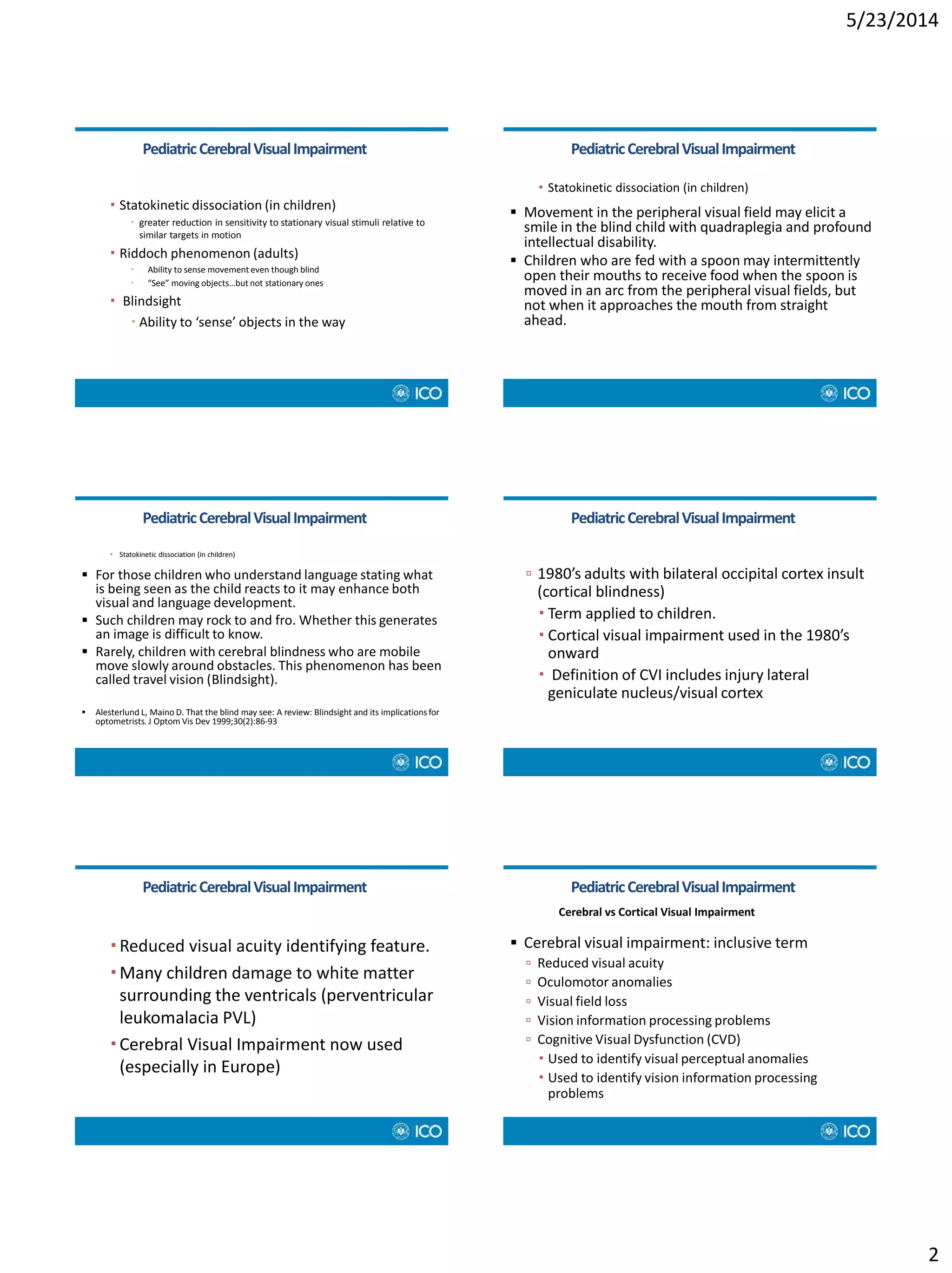 Lecture Handouts: Pediatric Cortical Visual Impairment | PDF | Eye and ...