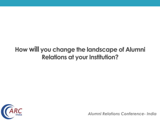How will you change the landscape of Alumni
Relations at your Institution?
Alumni Relations Conference- India
