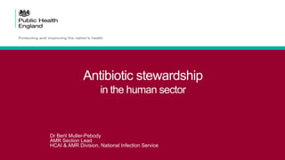 Antibiotic stewardship
in the human sector
Dr Berit Muller-Pebody
AMR Section Lead
HCAI & AMR Division, National Infection Service
 